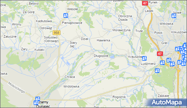 mapa Długopole, Długopole na mapie Targeo