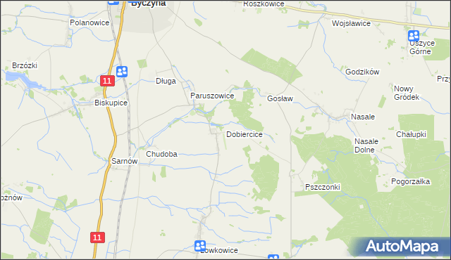 mapa Dobiercice, Dobiercice na mapie Targeo