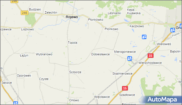 mapa Dobiesławice gmina Rojewo, Dobiesławice gmina Rojewo na mapie Targeo