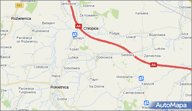 mapa Dobkowice gmina Chłopice, Dobkowice gmina Chłopice na mapie Targeo