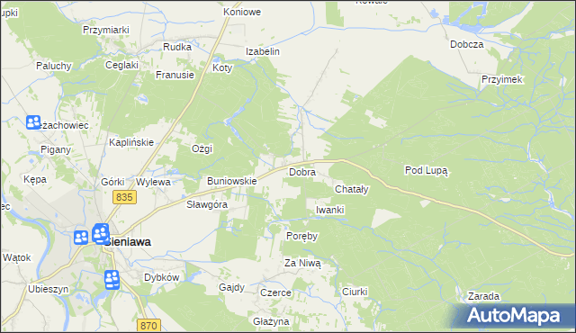mapa Dobra gmina Sieniawa, Dobra gmina Sieniawa na mapie Targeo