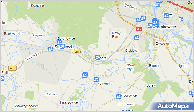 mapa Dobra gmina Strzeleczki, Dobra gmina Strzeleczki na mapie Targeo