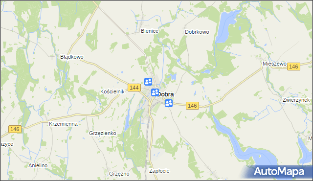 mapa Dobra powiat łobeski, Dobra powiat łobeski na mapie Targeo