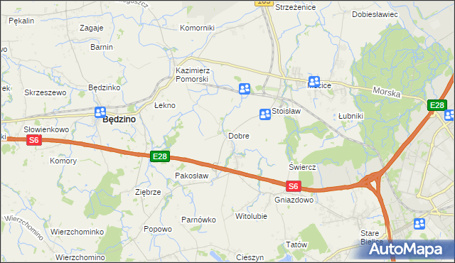 mapa Dobre gmina Będzino, Dobre gmina Będzino na mapie Targeo