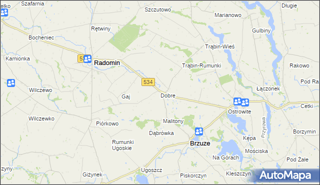 mapa Dobre gmina Brzuze, Dobre gmina Brzuze na mapie Targeo