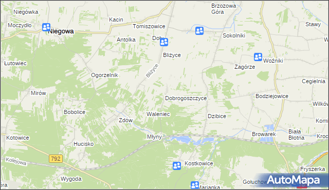 mapa Dobrogoszczyce, Dobrogoszczyce na mapie Targeo
