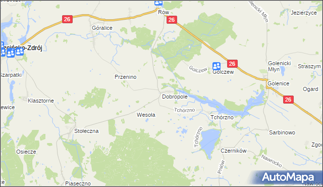 mapa Dobropole gmina Trzcińsko-Zdrój, Dobropole gmina Trzcińsko-Zdrój na mapie Targeo