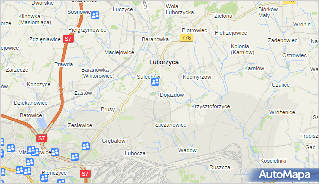 mapa Dojazdów, Dojazdów na mapie Targeo