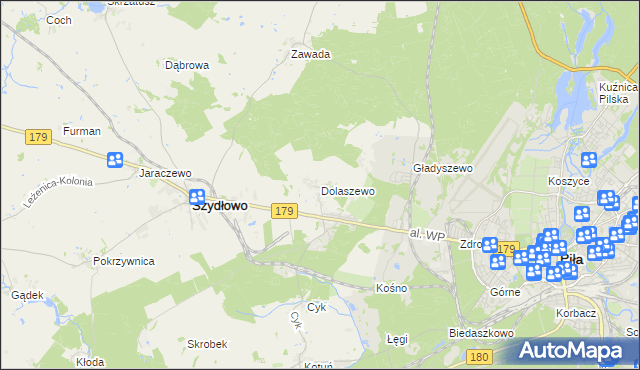 mapa Dolaszewo, Dolaszewo na mapie Targeo