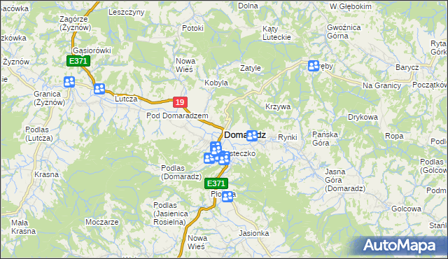 mapa Domaradz powiat brzozowski, Domaradz powiat brzozowski na mapie Targeo