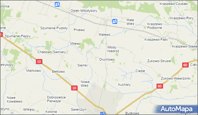 mapa Druchowo, Druchowo na mapie Targeo