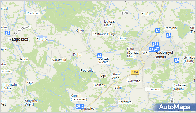 mapa Dulcza Wielka, Dulcza Wielka na mapie Targeo