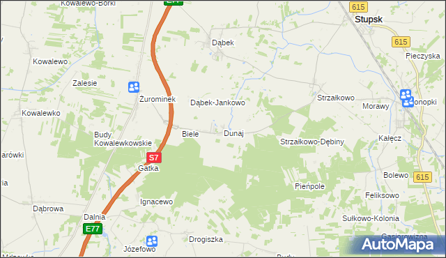 mapa Dunaj gmina Stupsk, Dunaj gmina Stupsk na mapie Targeo