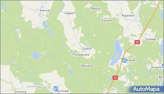 mapa Dyszno, Dyszno na mapie Targeo