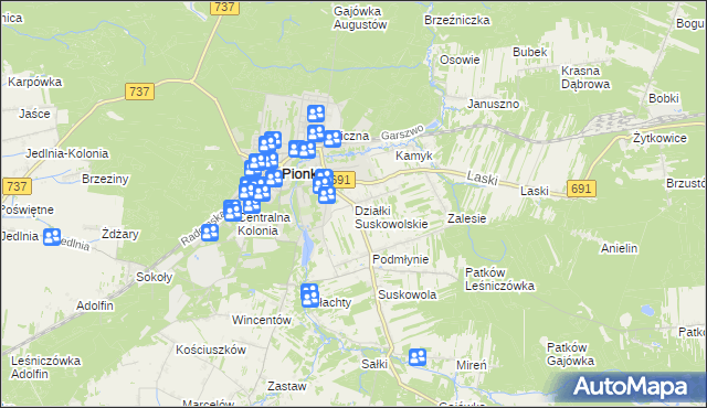 mapa Działki Suskowolskie, Działki Suskowolskie na mapie Targeo