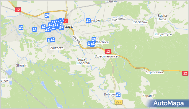 mapa Dziećmiarowice, Dziećmiarowice na mapie Targeo