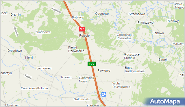 mapa Dziektarzewo-Wylaty, Dziektarzewo-Wylaty na mapie Targeo