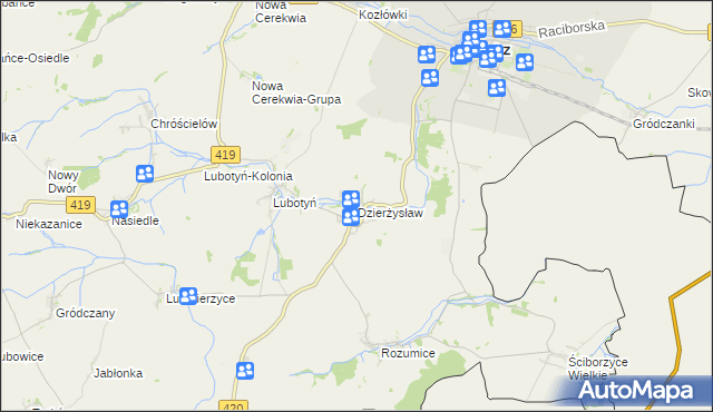 mapa Dzierżysław gmina Kietrz, Dzierżysław gmina Kietrz na mapie Targeo