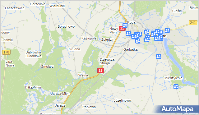 mapa Dziewcza Struga, Dziewcza Struga na mapie Targeo