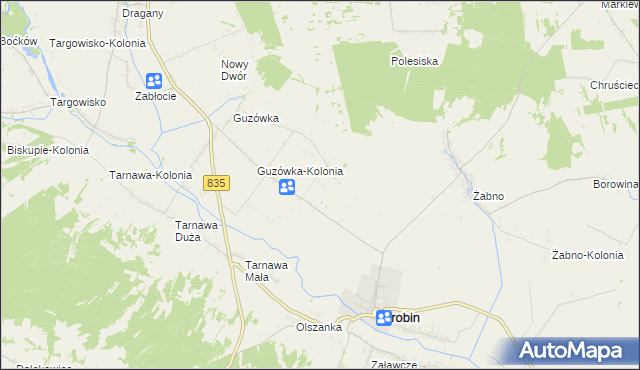 mapa Elizówka gmina Turobin, Elizówka gmina Turobin na mapie Targeo