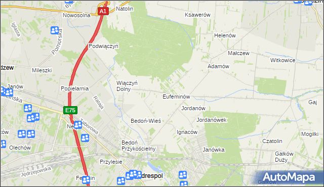 mapa Eufeminów, Eufeminów na mapie Targeo