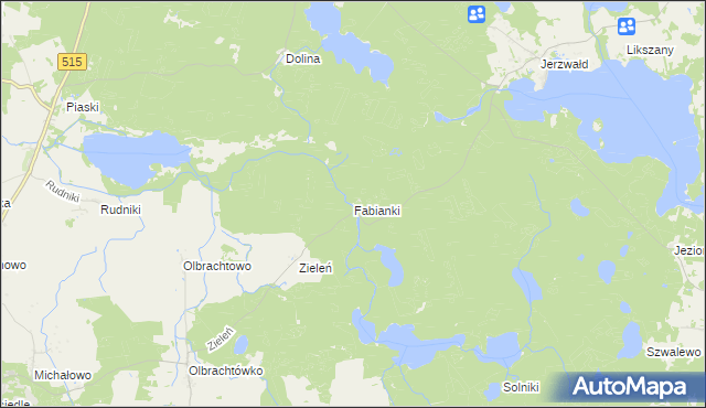 mapa Fabianki gmina Susz, Fabianki gmina Susz na mapie Targeo