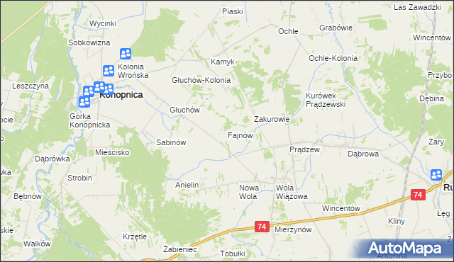 mapa Fajnów, Fajnów na mapie Targeo