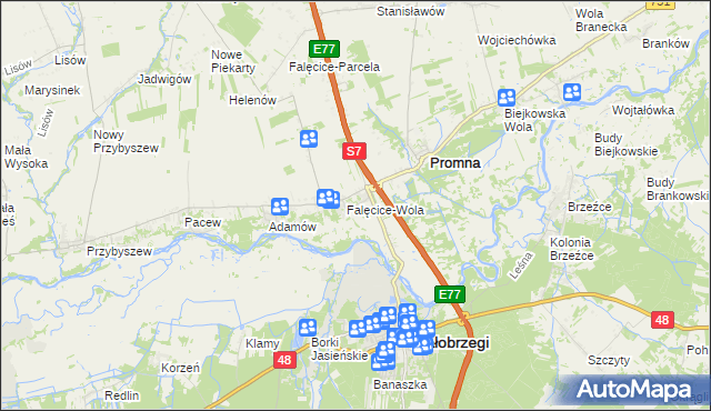 mapa Falęcice, Falęcice na mapie Targeo