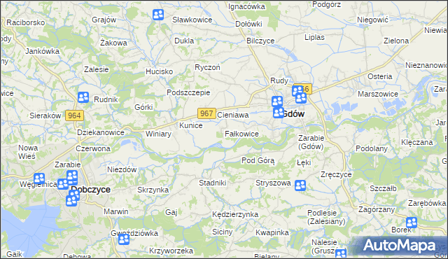 mapa Fałkowice gmina Gdów, Fałkowice gmina Gdów na mapie Targeo