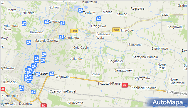 mapa Feliksów gmina Sochaczew, Feliksów gmina Sochaczew na mapie Targeo