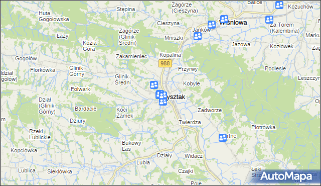 mapa Frysztak, Frysztak na mapie Targeo