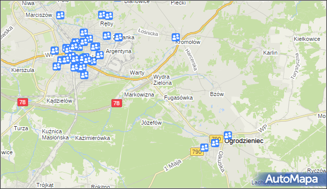 mapa Fugasówka, Fugasówka na mapie Targeo