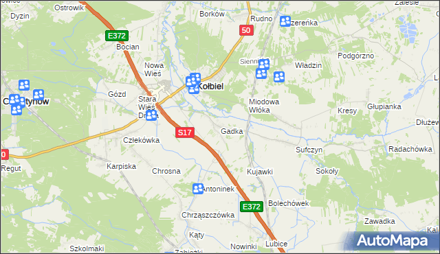 mapa Gadka gmina Kołbiel, Gadka gmina Kołbiel na mapie Targeo