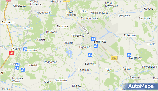 mapa Gągolina, Gągolina na mapie Targeo