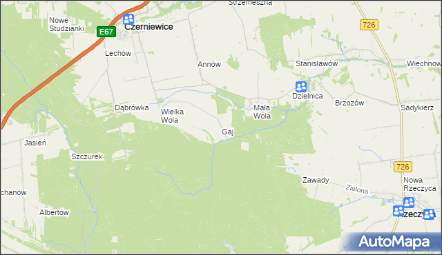 mapa Gaj gmina Czerniewice, Gaj gmina Czerniewice na mapie Targeo
