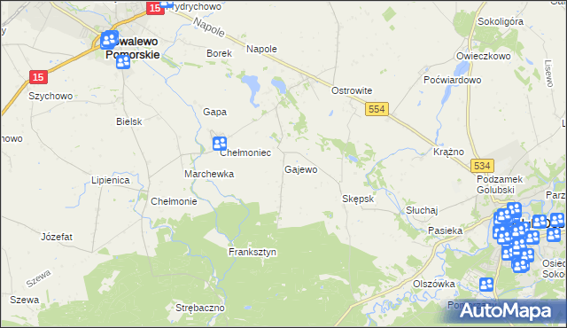 mapa Gajewo gmina Golub-Dobrzyń, Gajewo gmina Golub-Dobrzyń na mapie Targeo