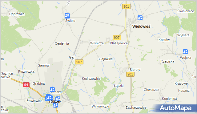 mapa Gajowice, Gajowice na mapie Targeo