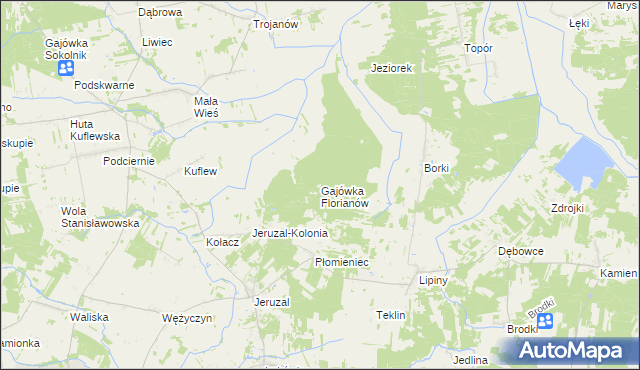 mapa Gajówka Florianów, Gajówka Florianów na mapie Targeo