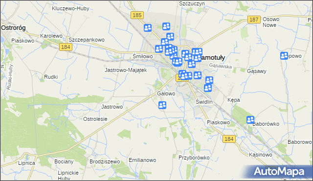 mapa Gałowo gmina Szamotuły, Gałowo gmina Szamotuły na mapie Targeo