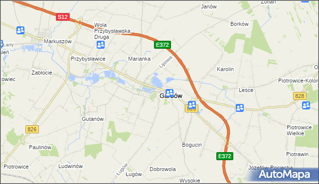 mapa Garbów powiat lubelski, Garbów powiat lubelski na mapie Targeo