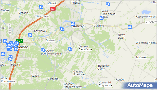 mapa Gąsawy Plebańskie, Gąsawy Plebańskie na mapie Targeo