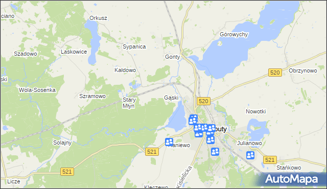 mapa Gąski gmina Prabuty, Gąski gmina Prabuty na mapie Targeo