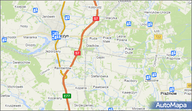 mapa Gąski gmina Tarczyn, Gąski gmina Tarczyn na mapie Targeo