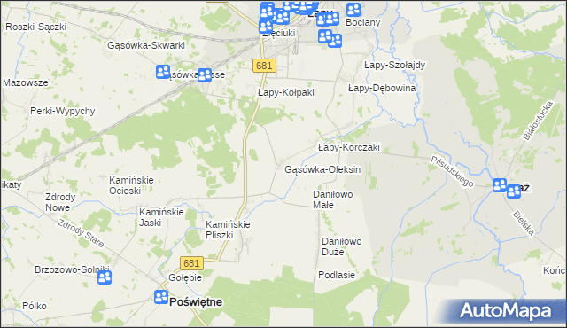 mapa Gąsówka-Oleksin, Gąsówka-Oleksin na mapie Targeo