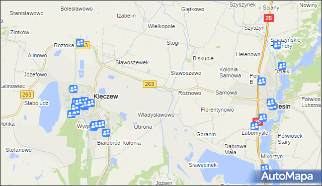mapa Genowefa gmina Kleczew, Genowefa gmina Kleczew na mapie Targeo