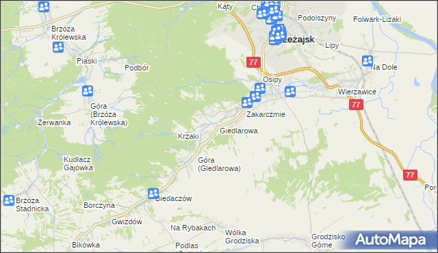 mapa Giedlarowa, Giedlarowa na mapie Targeo