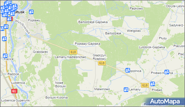 mapa Gładczyn Rządowy, Gładczyn Rządowy na mapie Targeo