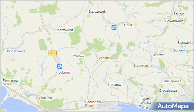 mapa Głęboka gmina Ziębice, Głęboka gmina Ziębice na mapie Targeo