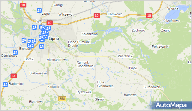 mapa Głodowo gmina Lipno, Głodowo gmina Lipno na mapie Targeo