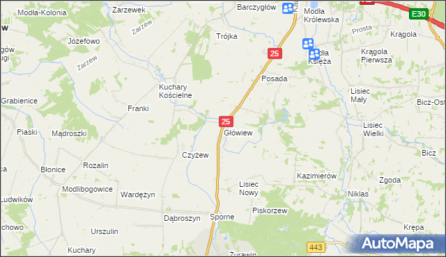 mapa Główiew, Główiew na mapie Targeo